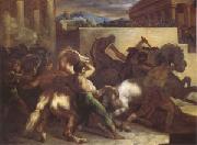 Theodore   Gericault Race of Wild Horses at Rome (mk05) China oil painting reproduction